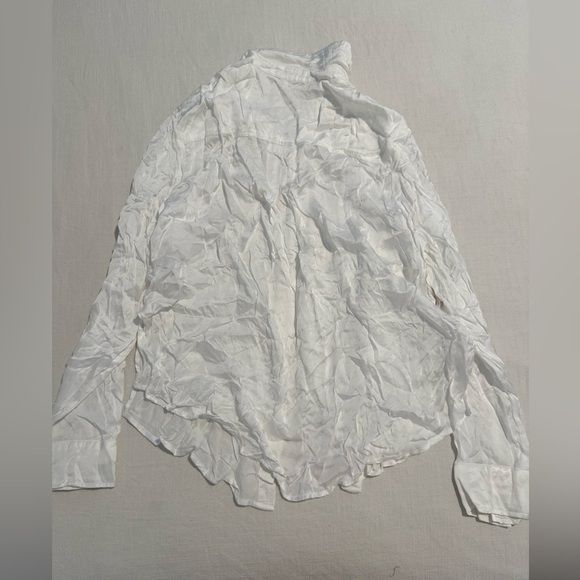 NWT BELLA DAHL satin side slit button down shirt blouse top in white large - Picture 4 of 5